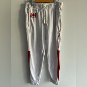US POLO ASSN. brand size M, white sweatpants with Canadian flag, pockets
